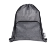 RPET drawstring bag with foldable design and front pocket colour grey