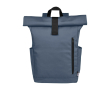 Water-resistant roll-top laptop backpack, recycled polyester 15.6\" colour cyan blue