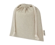 Medium recycled cotton GRS bag with drawstring closure, 150 g/m² colour natural