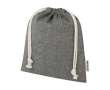 Medium recycled cotton GRS bag with drawstring closure, 150 g/m² colour black