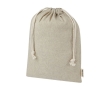Large recycled cotton GRS bag with drawstring closure, 150 g/m² colour natural