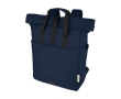 Recycled cotton laptop backpack with roll-top, 15'' colour navy-blue