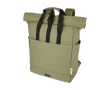 Recycled cotton laptop backpack with roll-top, 15'' colour green