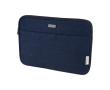 Recycled cotton GRS laptop sleeve with matte metal plate, 14'' colour navy-blue