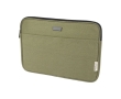 Recycled cotton GRS laptop sleeve with matte metal plate, 14'' colour green