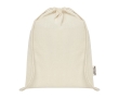 Durable recycled cotton drawstring bag, 140 g/m² colour natural