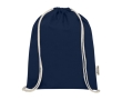 Durable recycled cotton drawstring bag, 140 g/m² colour navy-blue