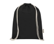Durable recycled cotton drawstring bag, 140 g/m² colour black