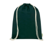 Organic cotton drawstring bag with natural cords 5L 140 g/m² colour dark green