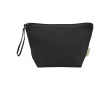 Large organic cotton wash bag with zip and strap 3L 180g/m2 colour black