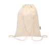 Recycled cotton drawstring bag with quick closure 5L 180gsm colour natural