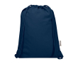 Recycled cotton drawstring bag with quick closure 5L 180gsm colour navy-blue