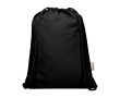 Recycled cotton drawstring bag with quick closure 5L 180gsm colour black