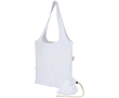 Foldable tote bag with recycled cotton drawstring 140 g/m2 colour white