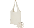 Foldable tote bag with recycled cotton drawstring 140 g/m2 colour natural