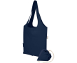 Foldable tote bag with recycled cotton drawstring 140 g/m2 colour navy-blue