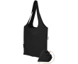 Foldable tote bag with recycled cotton drawstring 140 g/m2 colour black
