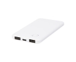 Lightweight and thin power bank with two outputs, 4,000 mAh colour white