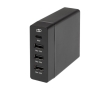 Charging station with 3 ports, EU/UK cables, and fast charging colour black