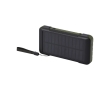 Recycled plastic power bank with crank and cables, 10,000 mAh colour military green