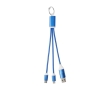 4-in-1 charging cable with keyring made of recycled aluminium colour royal blue
