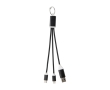 4-in-1 charging cable with keyring made of recycled aluminium colour black