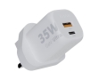 Wall charger with British plug and two connection ports, 35W colour white