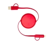 Retractable data sync cable with plastic and aluminium colour red