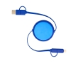 Retractable data sync cable with plastic and aluminium colour royal blue