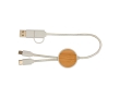 Data sync and fast charging cable with bamboo, 27W colour white