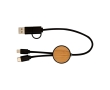 Data sync and fast charging cable with bamboo, 27W colour black