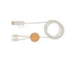 Recycled plastic and bamboo 5-in-1 fast charging cable, 27W colour white