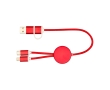 Aluminium and recycled plastic 5-in-1 fast charging cable colour red
