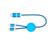 Aluminium and recycled plastic 5-in-1 fast charging cable colour royal blue