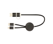 Aluminium and recycled plastic 5-in-1 fast charging cable colour black