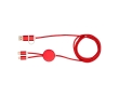 Recycled plastic and aluminium charging cable with 5-in-1 sync colour red