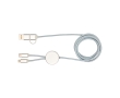 Recycled plastic and aluminium charging cable with 5-in-1 sync colour silver