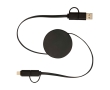 Recycled plastic fast charging and data sync cable, 5-in-1 colour black