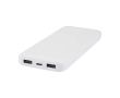 Recycled plastic power bank, 2 cables, 10,000 mAh colour white