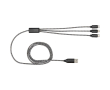 5-in-1 charging and synchronisation cable with multiple connectors colour black
