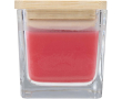 Scented candle in a glass jar with bamboo lid 40g colour red