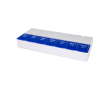 Weekly pill organiser, morning and evening, seven days colour blue