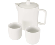 Teapot with two ceramic cups for tea service 600ml colour white