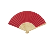 Bamboo and paper fan with perforated decorations colour red