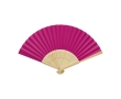 Bamboo and paper fan with perforated decorations colour pink