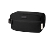Recycled cotton GRS toiletry bag with metal plate, 330 g/m² colour black