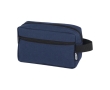 Recycled polyester travel toiletry bag with large compartment colour navy-blue