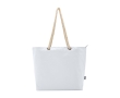 Recycled polyester beach bag with cord handles, 23L colour white