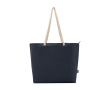 Recycled polyester beach bag with cord handles, 23L colour navy-blue