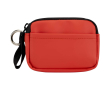 Recycled synthetic leather wallet with ring and zip colour mahogany